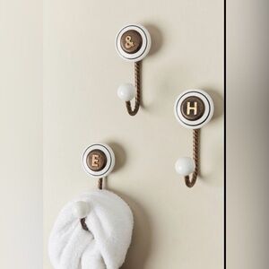 Anthropologie Cachet Monogram Towel Hook Letter “K”